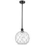 Farmhouse Rope 10"W Matte Black Stem Mini Pendant w/ Clear and White S