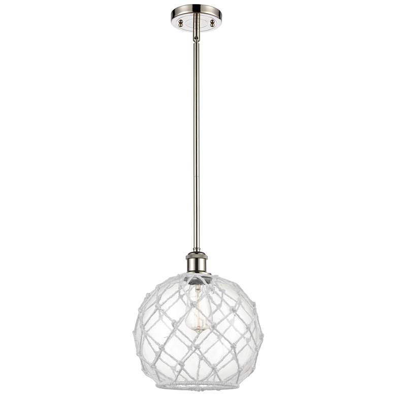 Image 1 Farmhouse Rope 10"W Polished Nickel Stem Mini Pendant Clear and White