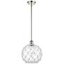 Farmhouse Rope 10"W Polished Nickel Stem Mini Pendant Clear and White