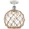 Farmhouse Rope 10"W White and Chrome Semi Flush Mount Clear and Brown 