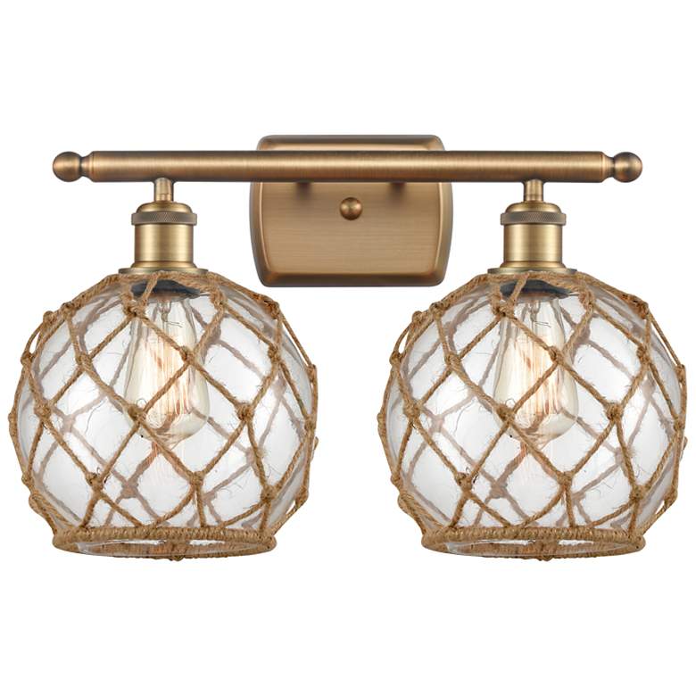 Image 1 Farmhouse Rope 11" High Brushed Brass 2-Light Wall Sconce