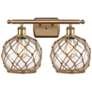 1_Farmhouse Rope 11" High Brushed Brass 2-Light Wall Sconce