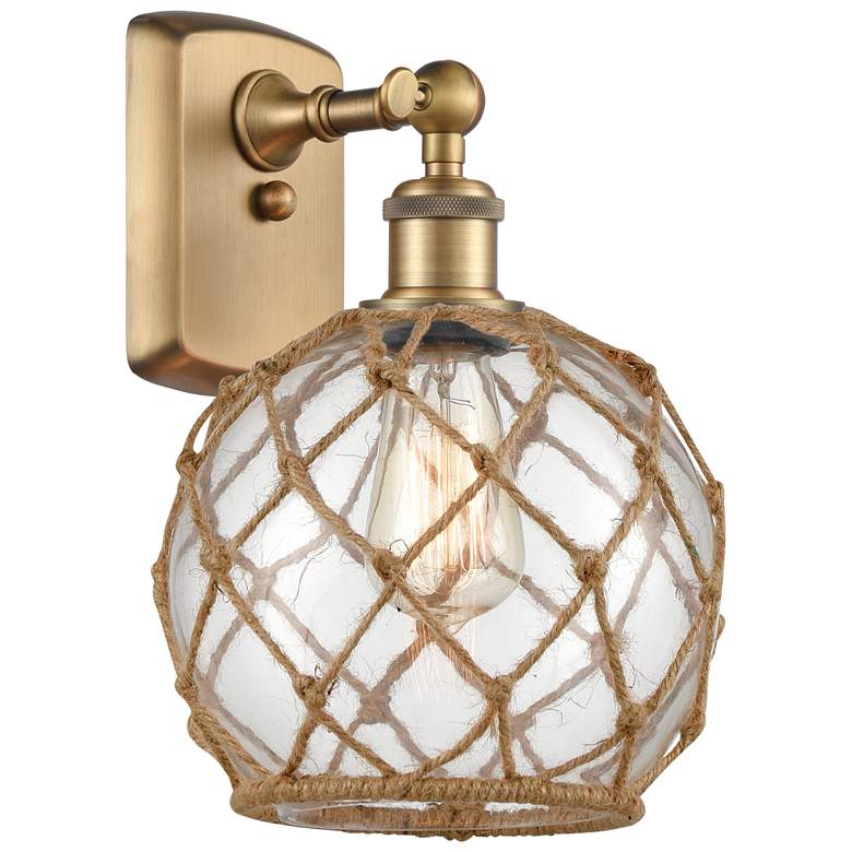 Image 1 Farmhouse Rope 11 inch High Brushed Brass LED Wall Sconce