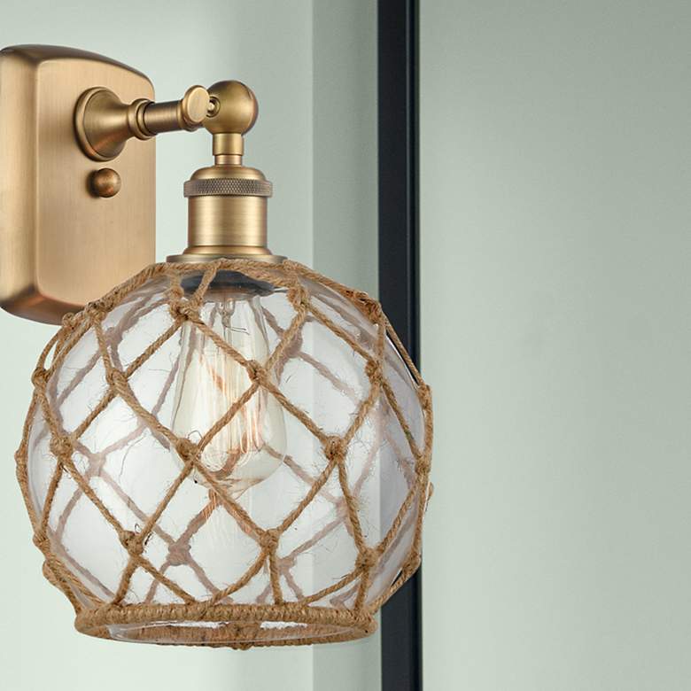 Image 1 Farmhouse Rope 11" High Brushed Brass Wall Sconce