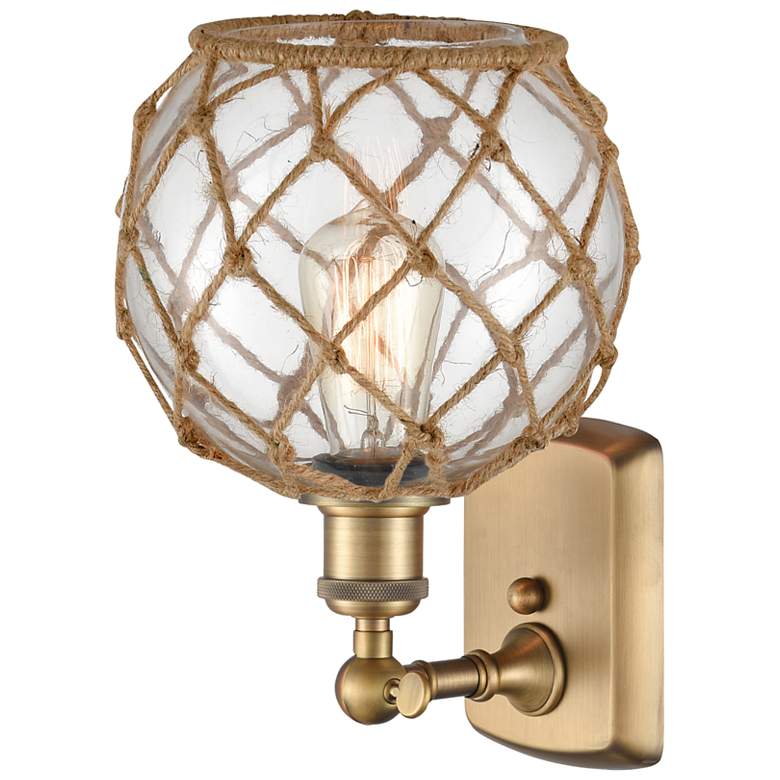 Image 3 Farmhouse Rope 11" High Brushed Brass Wall Sconce more views
