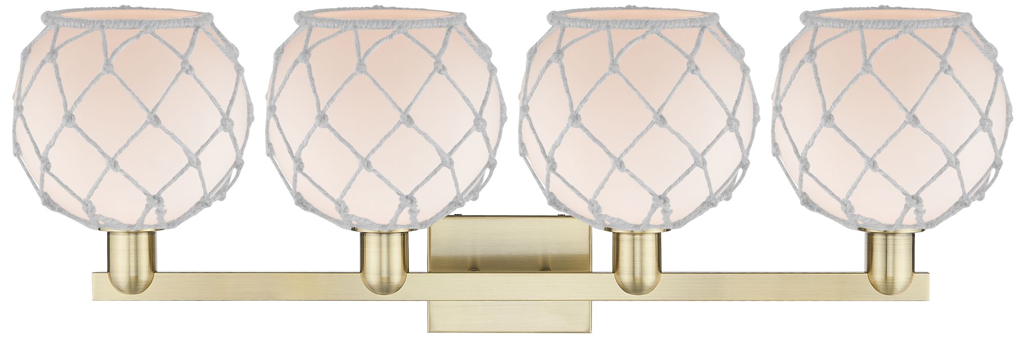 Image 2 Farmhouse Rope 12"H 4-Light Brass Vanity Light w/ White Glass & White Rope more views