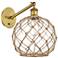 Farmhouse Rope 12"H Brass Adjustable Sconce w/ Clear Glass with Rope