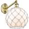 Farmhouse Rope 12"H Brass Adjustable Sconce w/ White Glass & Rope Shade