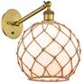 1_Farmhouse Rope 12"H Brass Adjustable Sconce w/ White Glass with Rope