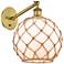 Farmhouse Rope 12"H Brass Adjustable Sconce w/ White Glass with Rope