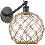 1_Farmhouse Rope 12"H Bronze Adjustable Sconce w/ Clear Glass with Rope