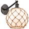 Farmhouse Rope 12"H Bronze Adjustable Sconce w/ White Glass with Rope