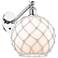 Farmhouse Rope 12"H Chrome Adjustable Sconce w/ White Glass & Rope Shade