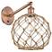 Farmhouse Rope 12"H Copper Adjustable Sconce w/ Glass & Brown Rope Shade