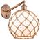 Farmhouse Rope 12"H Copper Adjustable Sconce w/ White Glass & Rope Shade