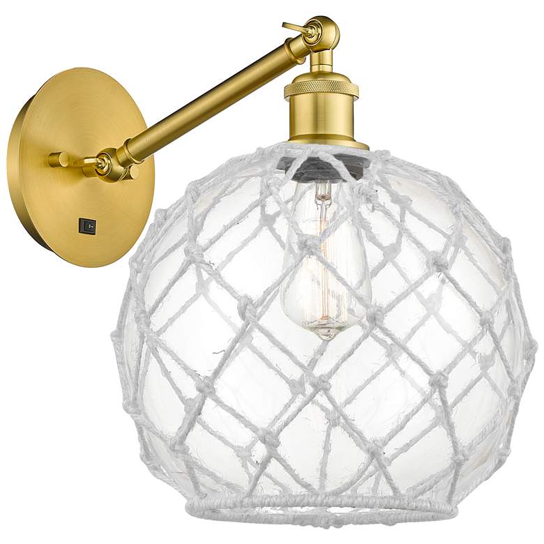 Image 1 Farmhouse Rope 12"H Gold Adjustable Sconce w/ Clear Glass & Rope Shade