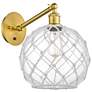 1_Farmhouse Rope 12"H Gold Adjustable Sconce w/ Clear Glass & Rope Shade