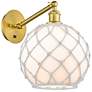 1_Farmhouse Rope 12"H Gold Adjustable Sconce w/ White Glass & Rope Shade
