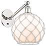 1_Farmhouse Rope 12"H Nickel Adjustable Sconce w/ White Glass & Rope Shade