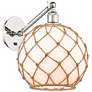 1_Farmhouse Rope 12"H Nickel Adjustable Sconce w/ White Glass with Rope