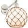 Farmhouse Rope 12"H Satin Nickel Adjustable Sconce w/ White Glass with Rope