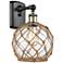 Farmhouse Rope 12"H Black and Brass Sconce w/ Clear Glass