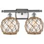 1_Farmhouse Rope 12"H Brushed Satin Nickel 2-Light Wall Sconce