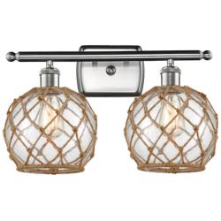 Farmhouse Rope 12"H Brushed Satin Nickel 2-Light Wall Sconce