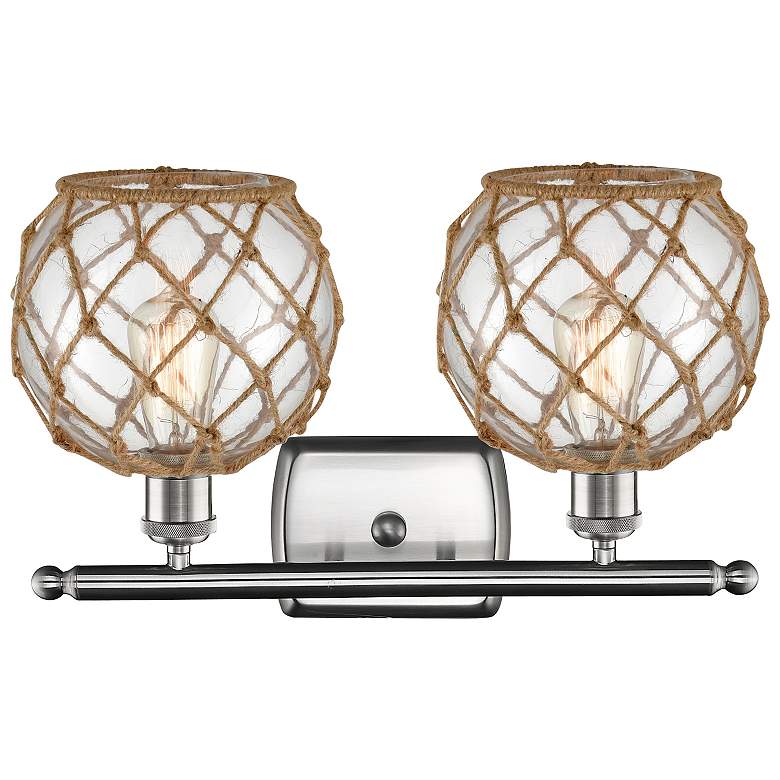 Image 2 Farmhouse Rope 12"H Brushed Satin Nickel 2-Light Wall Sconce more views
