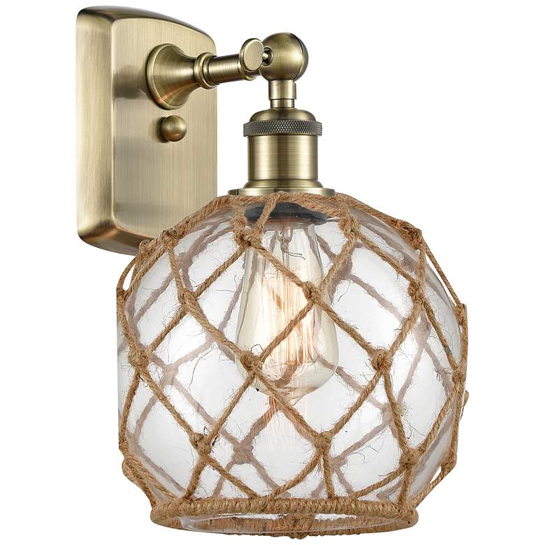 Image 1 Farmhouse Rope 13 inch High Antique Brass Sconce w/ Clear and Brown Rope S