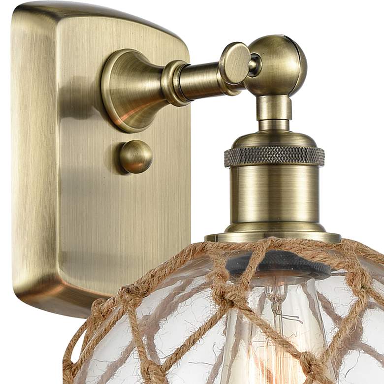 Image 2 Farmhouse Rope 13 inch High Antique Brass Sconce w/ Clear and Brown Rope S more views