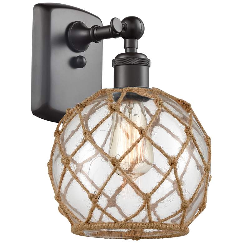 Image 1 Farmhouse Rope 13" High Bronze Sconce w/ Clear Glass with Brown Rope S