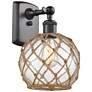 Farmhouse Rope 13" High Bronze Sconce w/ Clear Glass with Brown Rope S