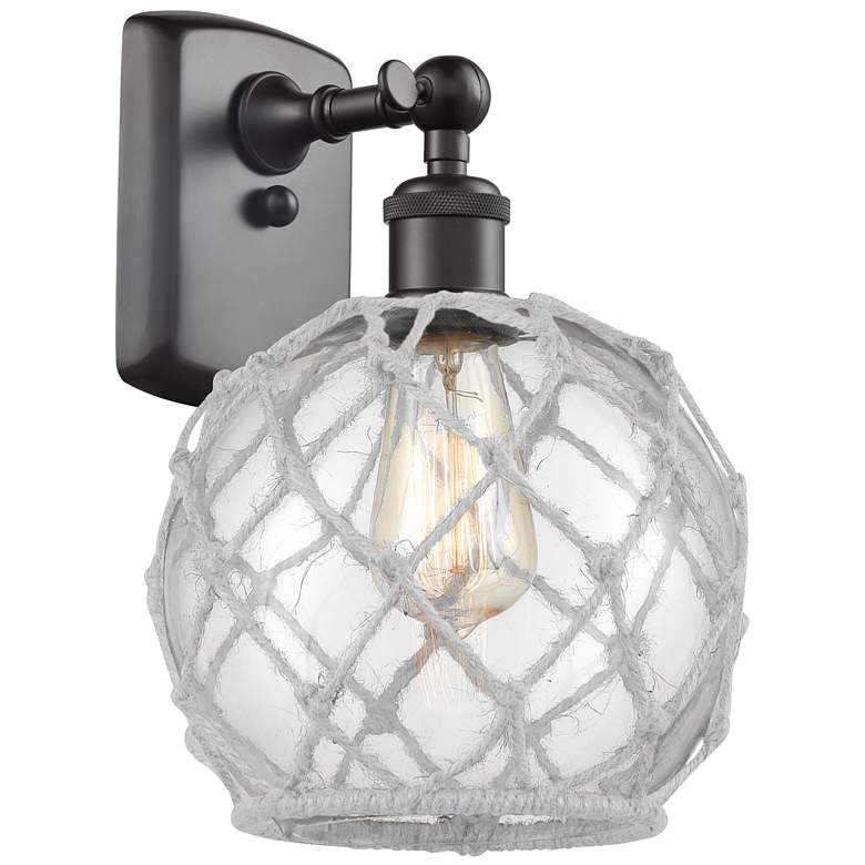 Image 1 Farmhouse Rope 13 inch High Bronze Sconce w/ Clear Glass with White Rope S