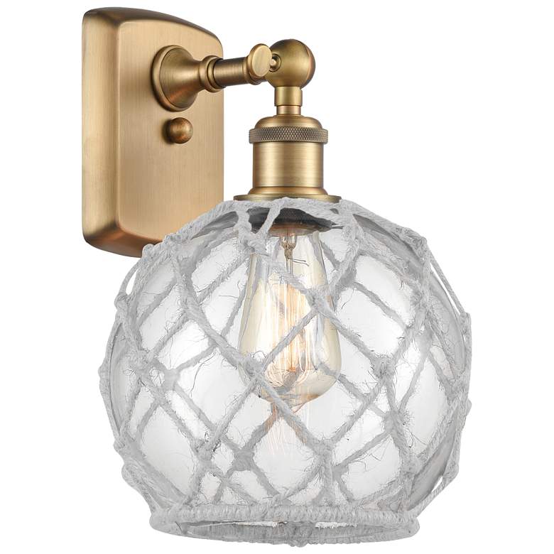 Image 1 Farmhouse Rope 13 inch High Brushed Brass Sconce w/ Clear and White Rope S