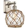 2_Farmhouse Rope 13" High Brushed Nickel Sconce w/ Clear and Brown Rope