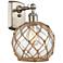 Farmhouse Rope 13" High Brushed Nickel Sconce w/ Clear and Brown Rope