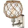 3_Farmhouse Rope 13" High Brushed Nickel Sconce w/ Clear and Brown Rope more views