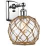 Farmhouse Rope 13" High Chrome Sconce w/ Clear Glass with Brown Rope S