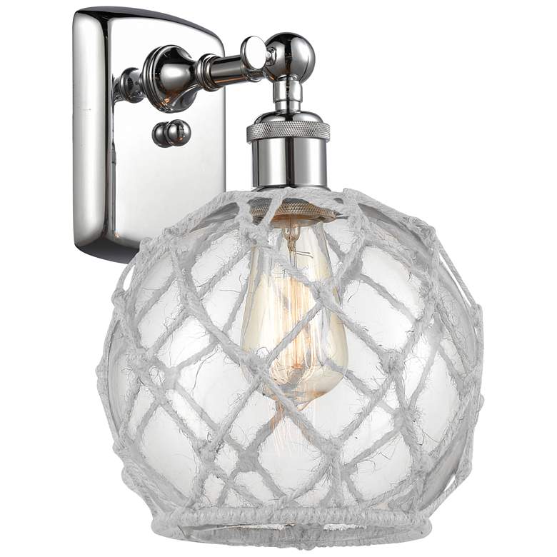 Image 1 Farmhouse Rope 13 inch High Chrome Sconce w/ Clear Glass with White Rope S