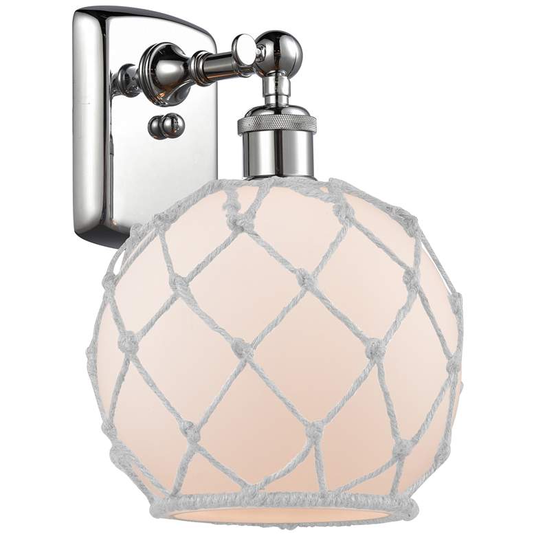 Image 1 Farmhouse Rope 13" High Chrome Sconce w/ White Glass with White Rope S