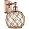 Farmhouse Rope 13" High Copper Sconce w/ Clear Glass with Brown Rope S