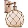Farmhouse Rope 13" High Copper Sconce w/ White Glass with Brown Rope S