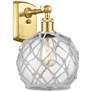 Farmhouse Rope 13" High Gold Sconce w/ Clear Glass with White Rope Sha