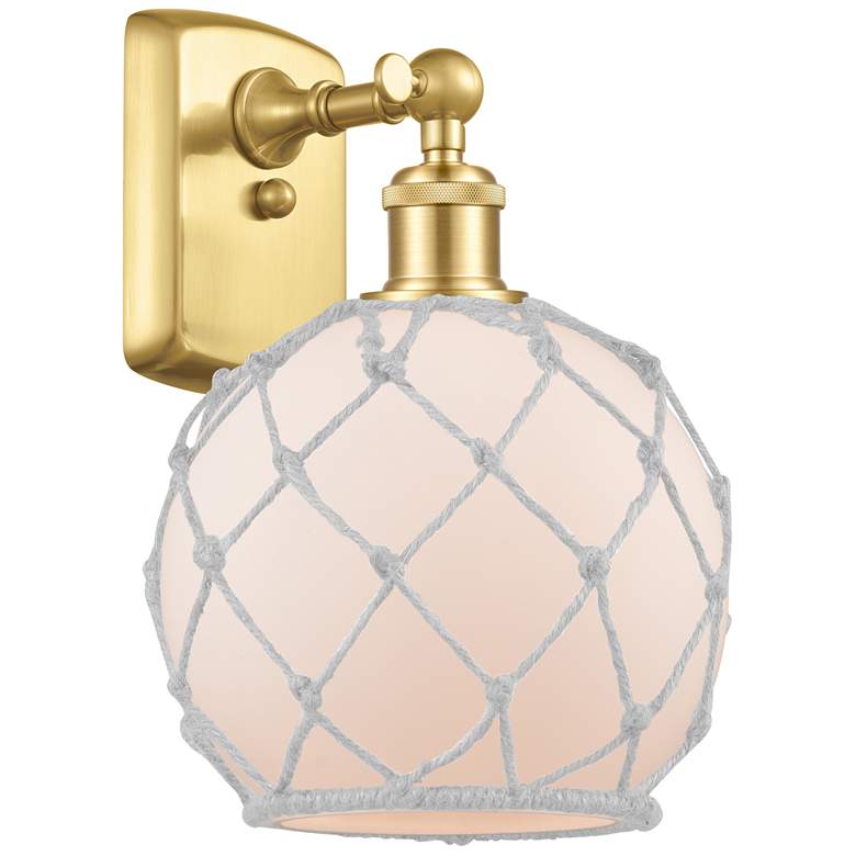 Image 1 Farmhouse Rope 13" High Gold Sconce w/ White Glass with White Rope Sha