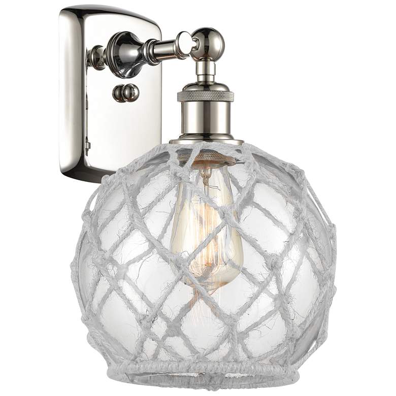 Image 1 Farmhouse Rope 13"H Polished Nickel Sconce w/ Clear and White Rope Sha