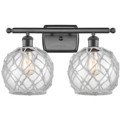 Farmhouse Rope 16"W 2 Light Bronze Bath Light w/ Clear and White Rope
