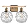 Farmhouse Rope 16"W 2 Light Brushed Brass Bath Light Clear and White S