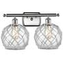 Farmhouse Rope 16"W 2 Light Brushed Nickel Bath Light Clear and White 