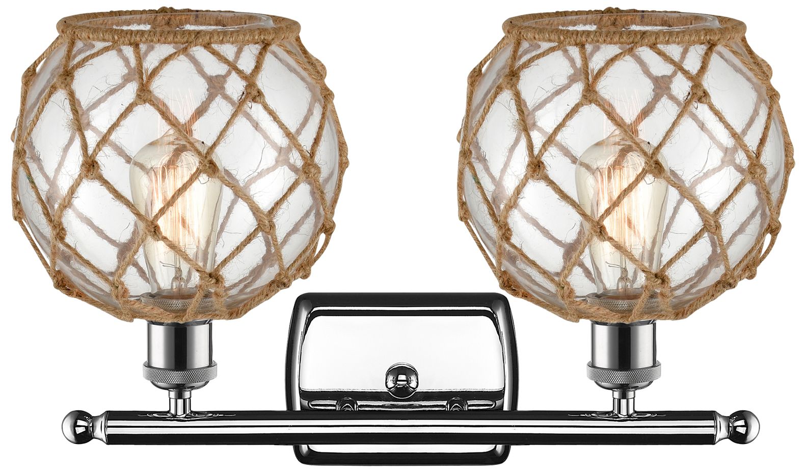 Image 6 Farmhouse Rope 16"W 2 Light Chrome Bath Light w/ Clear and Brown Shade more views